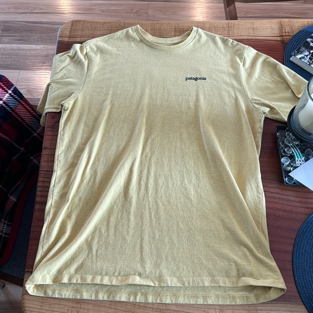 Yellow Patagonia T-shirt.